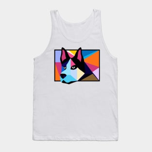 Husky 1980s Eighties Dog Owner Vintage Funny Husky Kids Boys Tank Top